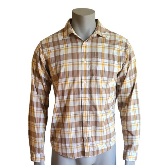 Patagonia Other - PATAGONIA Plaid Yellow White and Brown Shirt 100% Organic Cotton